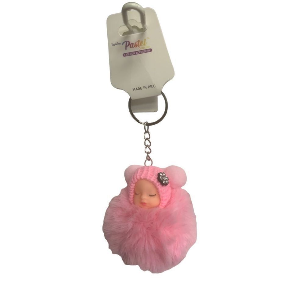 Hot Pink Fuzzy Baby Keychain